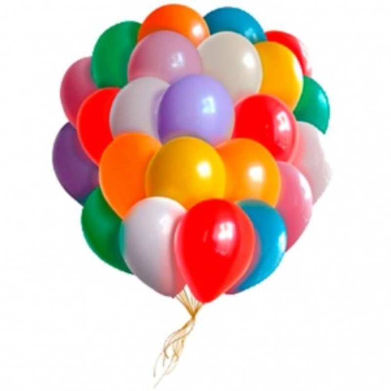 25 разноцветных шаров с гелием