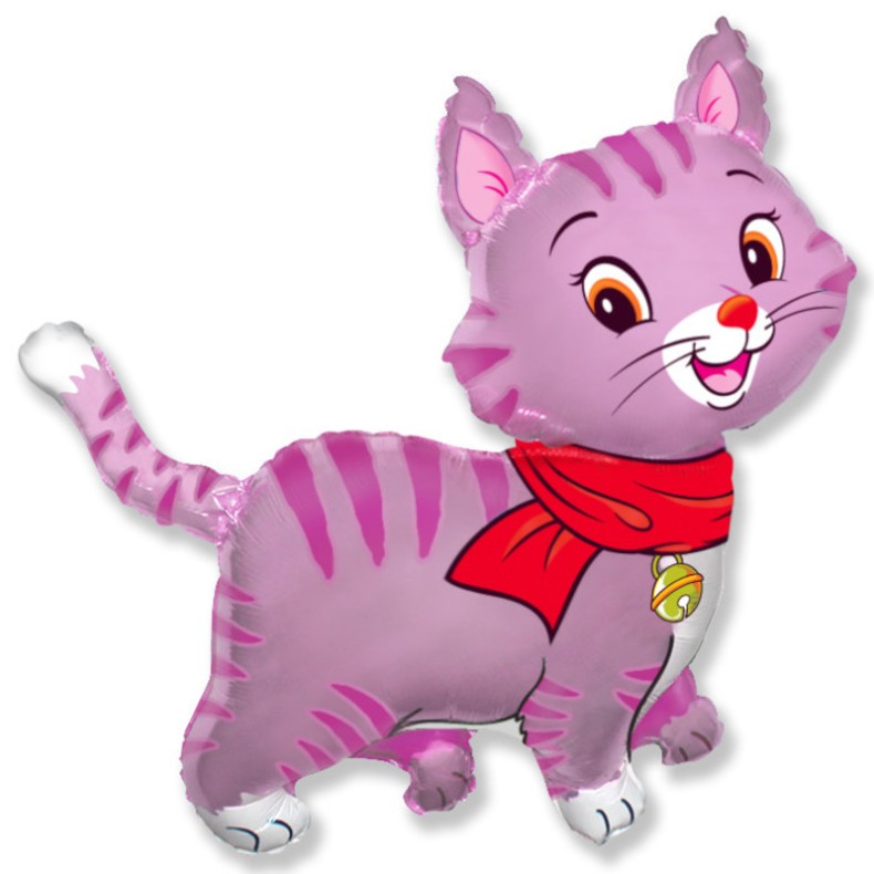 Шар с гелием Фигура Мой милый котенок в шарфике, Розовый