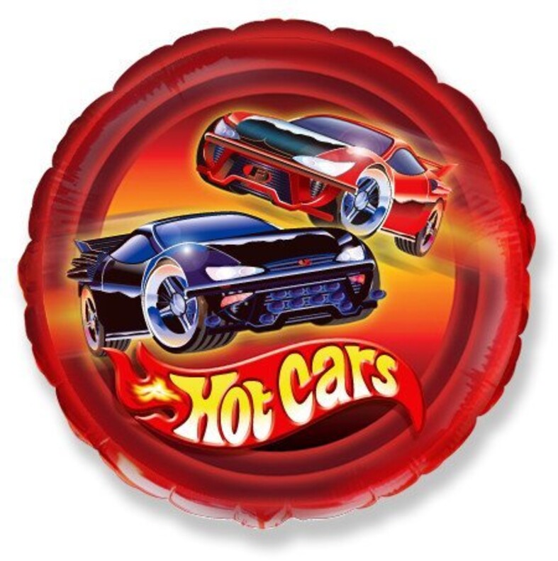 Шар с гелием  Круг Тачки красная Hot cars