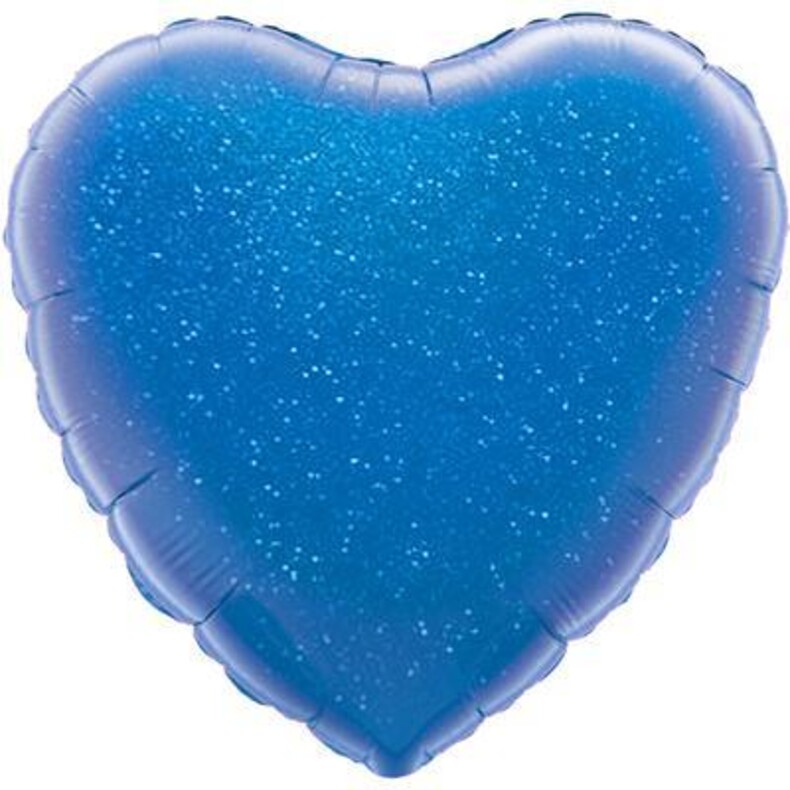 Шар с гелием Сердце, Синий, голография
