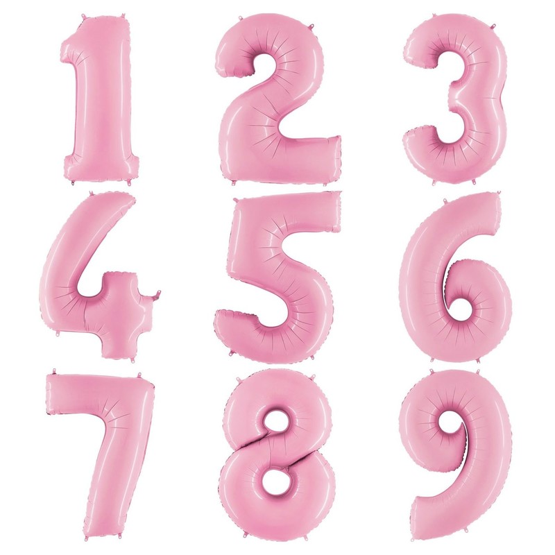 Шар с гелием цифра Пастель розовый
