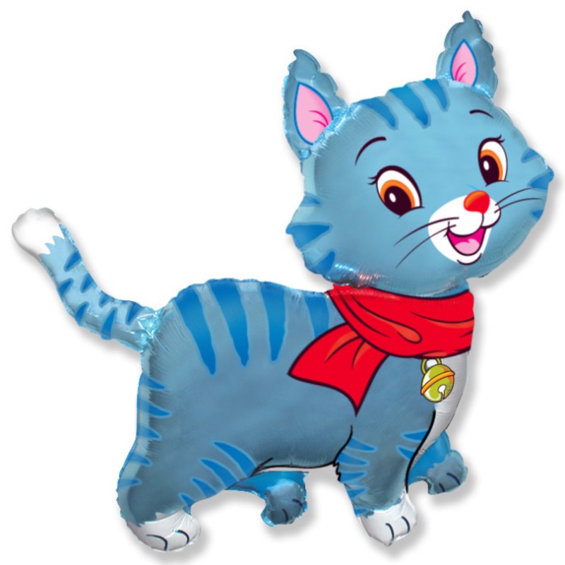 Шар с гелием Фигура Мой милый котенок в шарфике, Голубой
